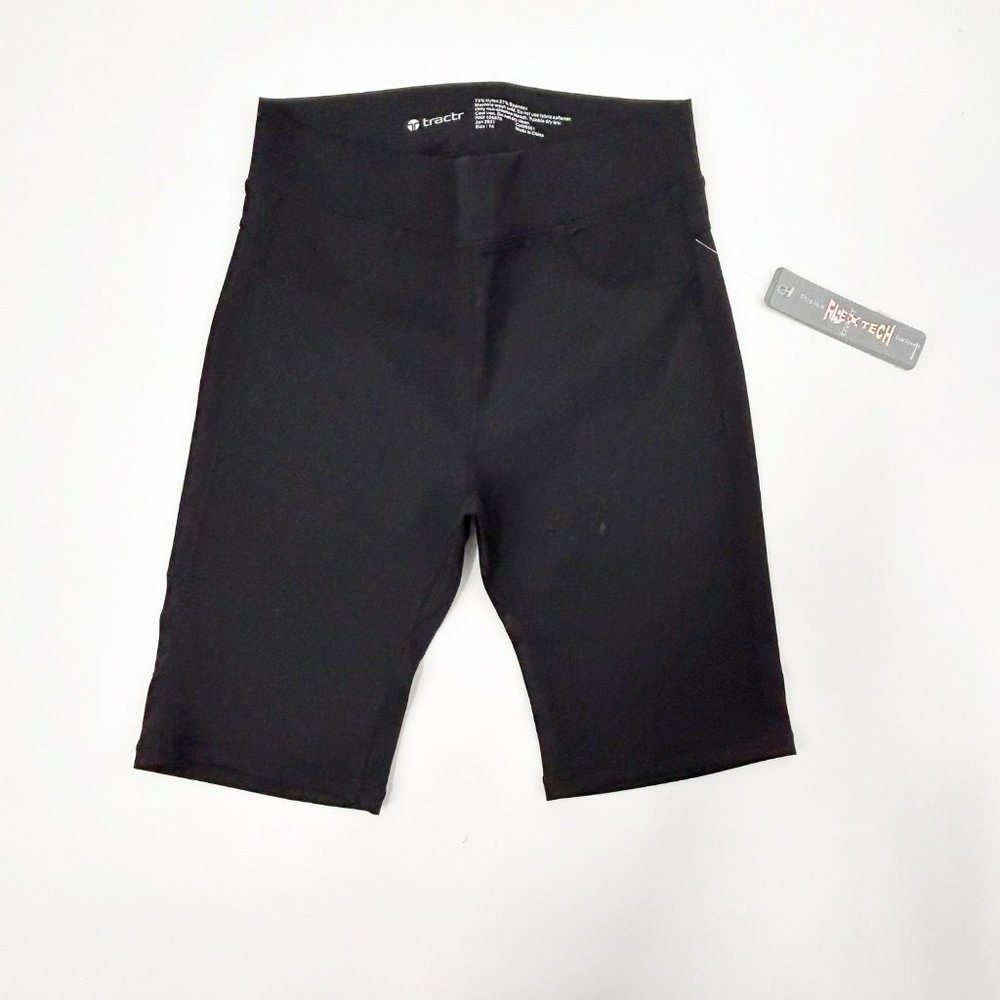 Tractr Girls Size 14 Black Biker Shorts High Waist Flex-Tech